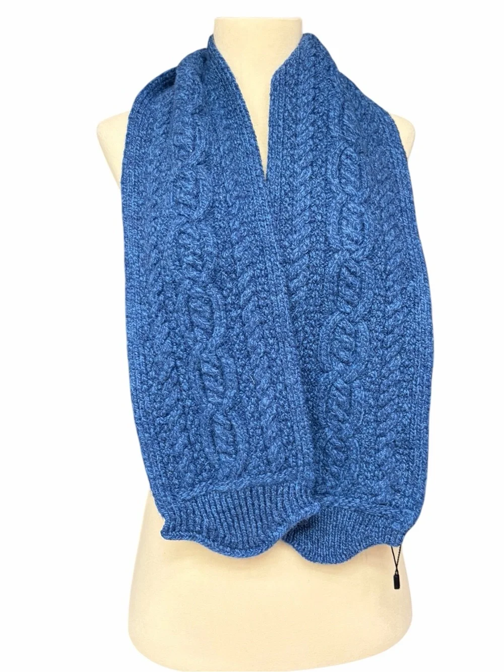 Blarney Woollen Mills Blue Merino Wool Aran Shoulder Wrap Ireland